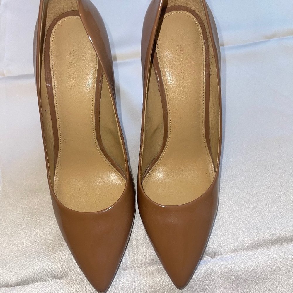 Michael Kors camel patent leather pumps